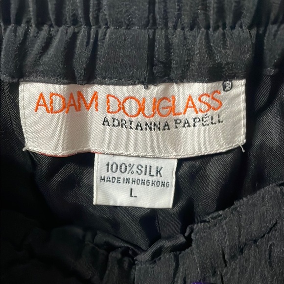 Adam Douglass Adrianna Papell 100% Silk Black Pull on Pant Size Large - Picture 3 of 4